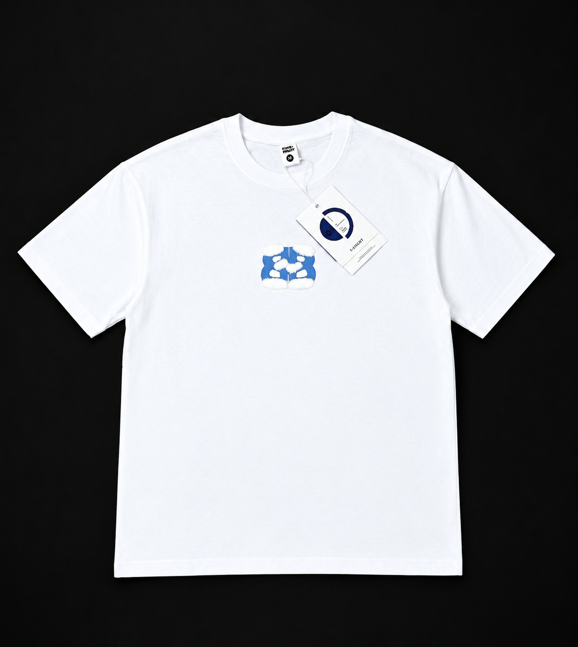 LARVIN White Graphic Boxy Fit T-Shirt – Blue & White 3D Print